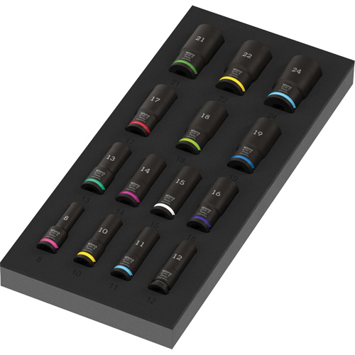 Insert en mousse pour jeu de douilles profondes Impaktor 1 Zyklop B, 15 Mcx, Chocs, Prise de 3/8", Profond Nuna Depot Inc.