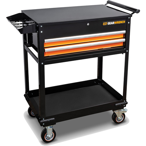 Utility Cart, 2 Drawers, 32-1/2" W x 42" H, Black/Orange Nuna Depot Inc.