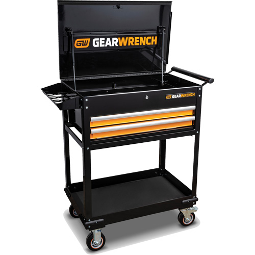 Utility Cart, 2 Drawers, 32-1/2" W x 42" H, Black/Orange Nuna Depot Inc.