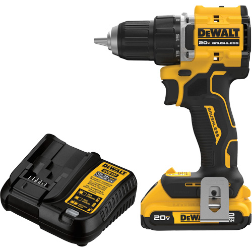 ATOMIC COMPACT SERIES Brushless Cordless Drill/Driver Kit, Lithium-Ion, 20 V, 1/2" Chuck Nuna Depot Inc.
