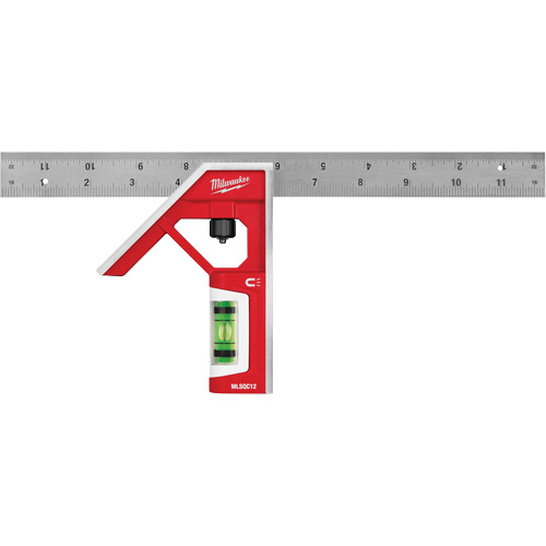 Magnetic Combination Square, 12" L, Stainless Steel, Plain Nuna Depot Inc.