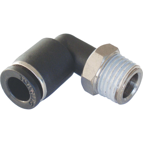 MAXFIT Push-to-Connect to Male NPT Elbow Adapter, 3/8" x 1/2" Dia., PBT Polymer Nuna Depot Inc.