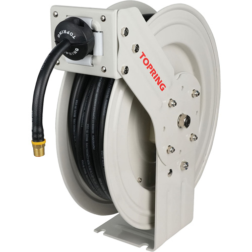 MAXREEL Single-Arm Automatic Rewind L Hose Reel with Rubber Hose, Air, 3/8" x 50', Single Hose, 250 PSI Nuna Depot Inc.