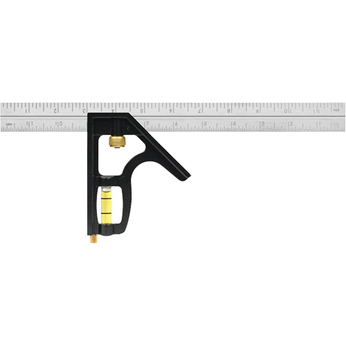 Heavy-Duty Combination Square with Auto-Lock Blade, 12" L, 1/8"/1/16"/1/32" Graduations, Stainless Steel Nuna Depot Inc.