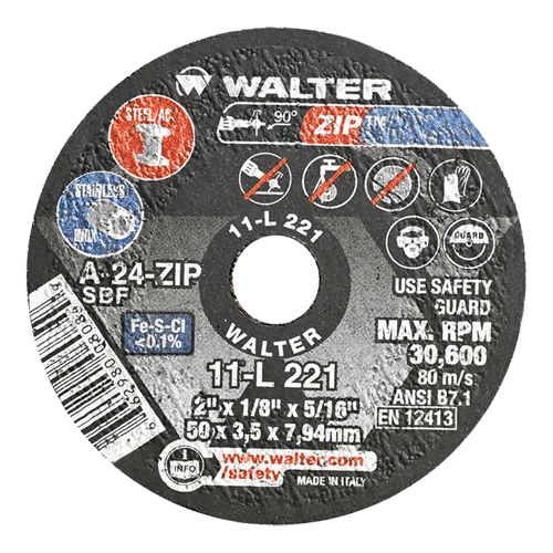 Portable Small Diameter Reinforced Cut-Off Wheels - Zip, 2" x 1/8", 5/16" Arbor, Type 1, Aluminum Oxide, 31000 RPM Nuna Depot Inc.