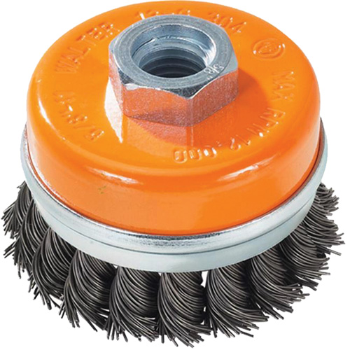 Knot-Twisted Wire Cup Brush with Ring, 3" Dia. x 5/8"-11 Arbor Nuna Depot Inc.