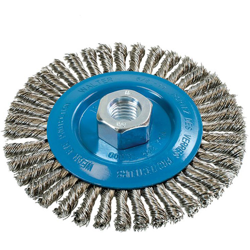 Knot-Twisted Stringer Bead Wire Wheel, 5" Dia., 0.02" Fill, 5/8"-11 Arbor, Aluminum/Stainless Steel Nuna Depot Inc.
