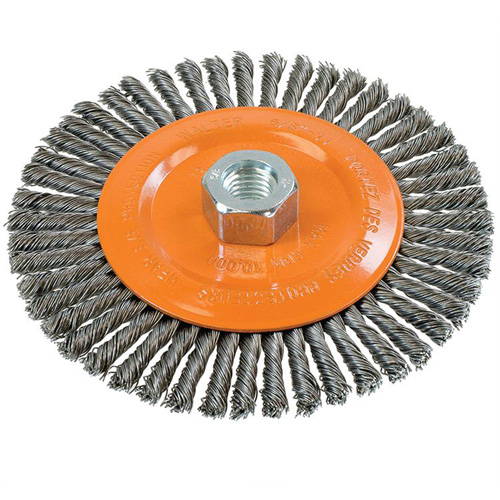 Stringer Bead Knotted Wire Brush, 6" Dia., 0.02" Fill, 5/8"-11 Arbor, Steel Nuna Depot Inc.