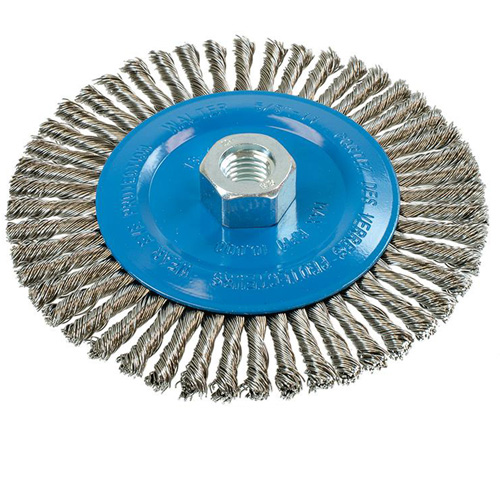 Knot-Twisted Stringer Bead Wire Wheel, 6" Dia., 0.02" Fill, 5/8"-11 Arbor, Aluminum/Stainless Steel Nuna Depot Inc.