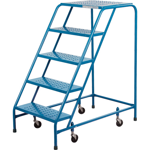 Rolling Step Ladder, 5 Steps, 18" Step Width, 46" Platform Height, Steel Nuna Depot Inc.