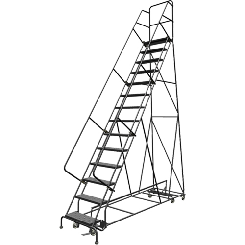 All Directional Rolling Ladder, 14 Steps, 24" Step Width, 140" Platform Height, Steel Nuna Depot Inc.