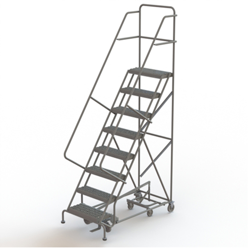 All Directional Rolling Ladder, 8 Steps, 24" Step Width, 80" Platform Height, Steel Nuna Depot Inc.