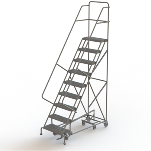 All Directional Rolling Ladder, 9 Steps, 24" Step Width, 90" Platform Height, Steel Nuna Depot Inc.