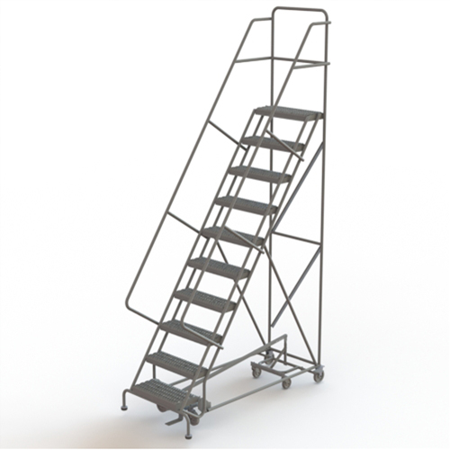 All Directional Rolling Ladder, 10 Steps, 24" Step Width, 100" Platform Height, Steel Nuna Depot Inc.