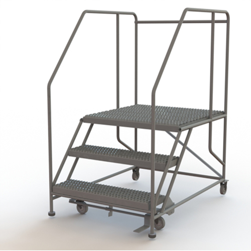 Mobile Work Platform, Steel, 3 Steps, 30" H, 36" D, 36" Step, Serrated Nuna Depot Inc.