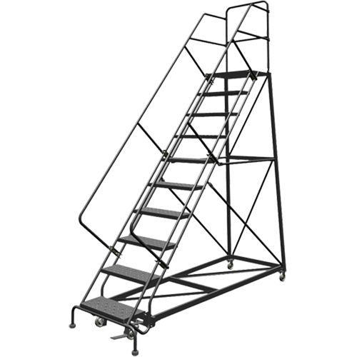 Safety Slope Rolling Ladder, 10 Steps, Perforated, 50° Incline, 100" High Nuna Depot Inc.