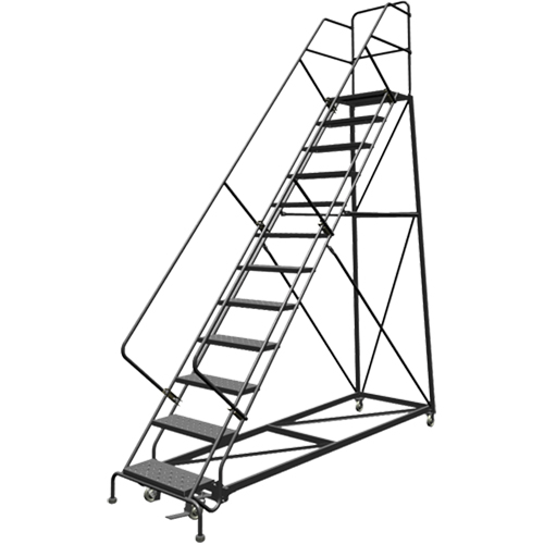 Safety Slope Rolling Ladder, 12 Steps, Perforated, 50° Incline, 120" High Nuna Depot Inc.