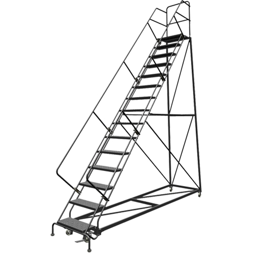 Safety Slope Rolling Ladder, 15 Steps, Perforated, 50° Incline, 150" High Nuna Depot Inc.