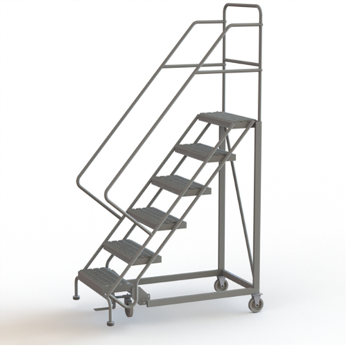 Safety Slope Rolling Ladder, 6 Steps, Serrated, 50° Incline, 60" High Nuna Depot Inc.