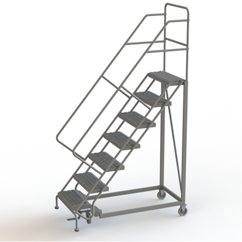Safety Slope Rolling Ladder, 7 Steps, Serrated, 50° Incline, 70" High Nuna Depot Inc.