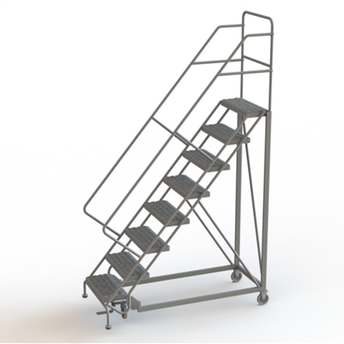 Safety Slope Rolling Ladder, 8 Steps, Serrated, 50° Incline, 80" High Nuna Depot Inc.