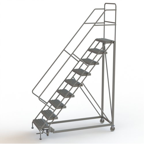 Safety Slope Rolling Ladder, 9 Steps, Serrated, 50° Incline, 90" High Nuna Depot Inc.