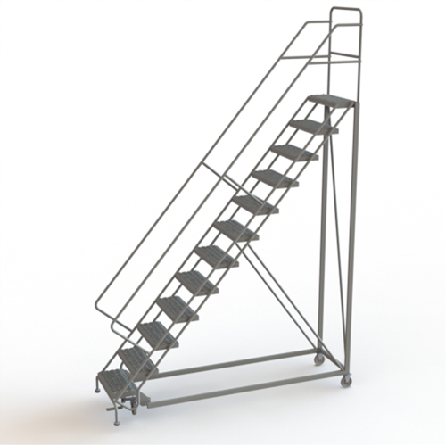 Safety Slope Rolling Ladder, 12 Steps, Serrated, 50° Incline, 120" High Nuna Depot Inc.