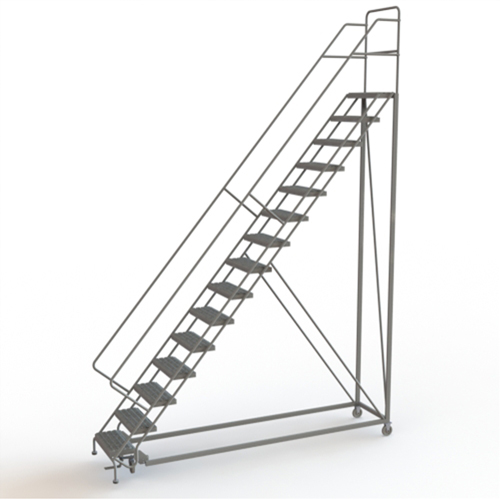 Safety Slope Rolling Ladder, 15 Steps, Serrated, 50° Incline, 150" High Nuna Depot Inc.