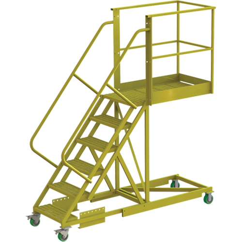 Cantilever Rolling Ladder, Supported, 6 Steps, 40" Platform Depth, 60" Platform Height Nuna Depot Inc.