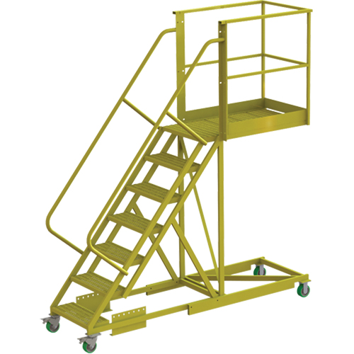 Cantilever Rolling Ladder, Supported, 7 Steps, 40" Platform Depth, 70" Platform Height Nuna Depot Inc.