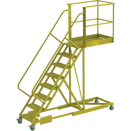 Cantilever Rolling Ladder, Supported, 8 Steps, 40" Platform Depth, 80" Platform Height Nuna Depot Inc.