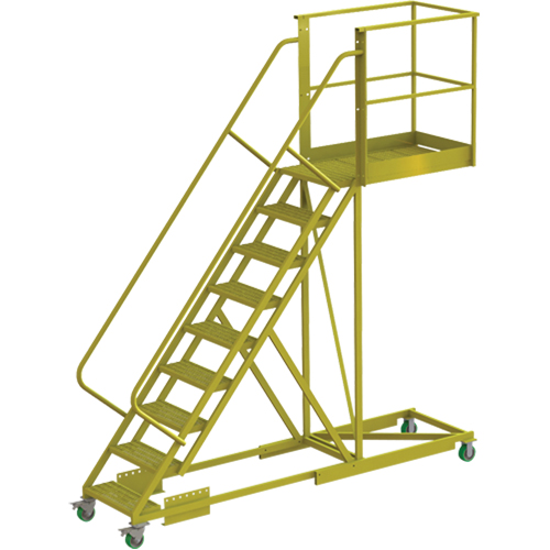 Cantilever Rolling Ladder, Supported, 9 Steps, 40" Platform Depth, 90" Platform Height Nuna Depot Inc.