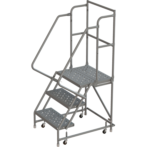 Deep Top Step Rolling Ladder, 3 Steps, 16" Step Width, 30" Platform Height, Steel Nuna Depot Inc.