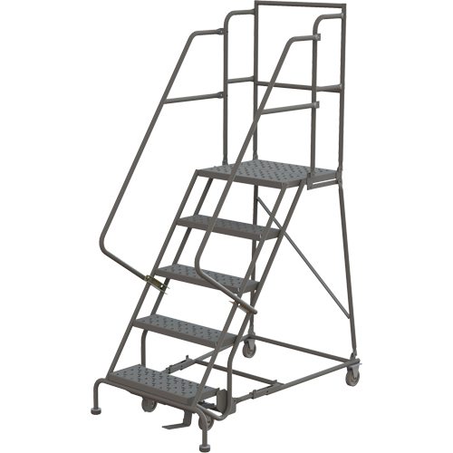 Escabeaux roulants &agrave; dessus profond, 5 marches, Largeur de la marche 16", Hauteur de la plateforme 50", Acier Nuna Depot Inc.