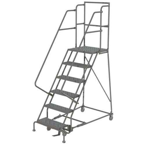 Deep Top Step Rolling Ladder, 12 Steps, 24" Step Width, 120" Platform Height, Steel Nuna Depot Inc.