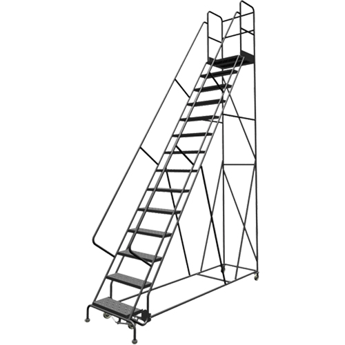 Deep Top Step Rolling Ladder, 14 Steps, 24" Step Width, 140" Platform Height, Steel Nuna Depot Inc.