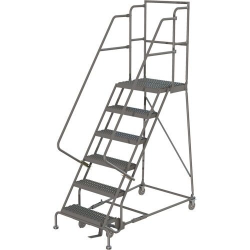 Escabeaux roulants &agrave; dessus profond, 6 marches, Largeur de la marche 16", Hauteur de la plateforme 60", Acier Nuna Depot Inc.