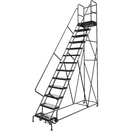 Deep Top Step Rolling Ladder, 13 Steps, 24" Step Width, 130" Platform Height, Steel Nuna Depot Inc.