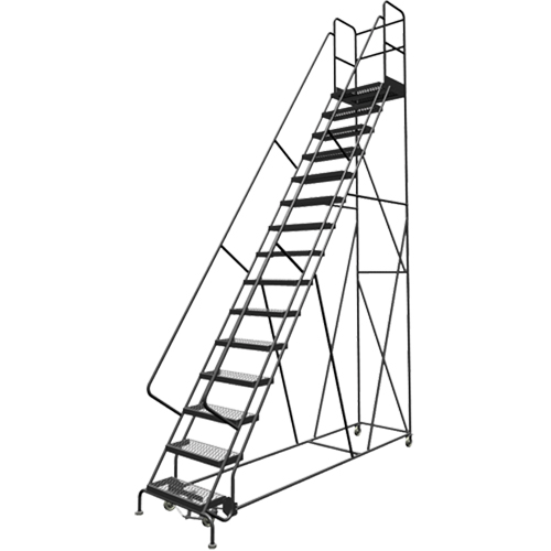 Escabeaux roulants &agrave; dessus profond, 15 marches, Largeur de la marche 24", Hauteur de la plateforme 150", Acier Nuna Depot Inc.