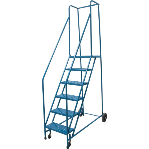 Rolling Step Ladder, 6 Steps, 18" Step Width, 55" Platform Height, Steel Nuna Depot Inc.