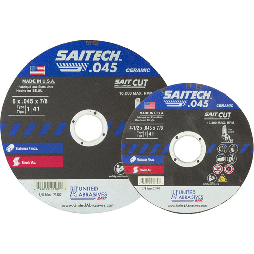 Cut-Off Wheel, 17" x 0.045", 5/8" Arbor, Type 1, Aluminum Oxide/Ceramic, 8500 RPM Nuna Depot Inc.