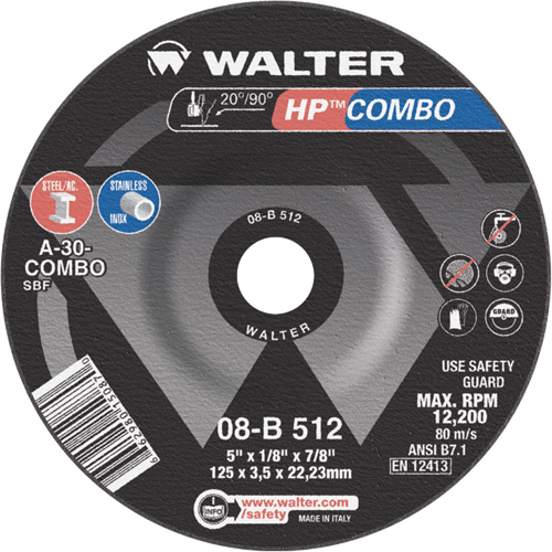 Meule combin&eacute;e HP Combo &agrave; moyeu d&eacute;port&eacute;, 5" x 1/8", Arbre de 7/8", Type 27 Nuna Depot Inc.