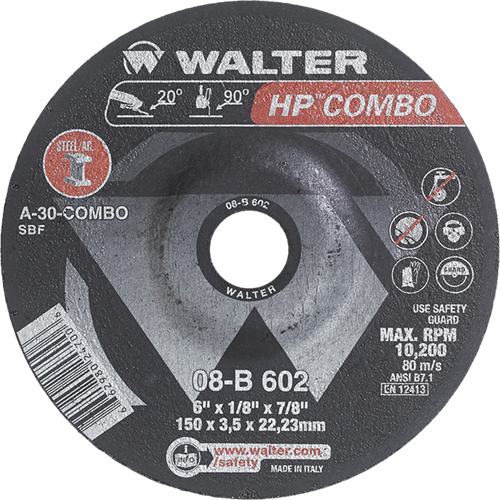Meule combin&eacute;e HP Combo &agrave; moyeu d&eacute;port&eacute;, 6" x 1/8", Arbre de 7/8", Type 27 Nuna Depot Inc.