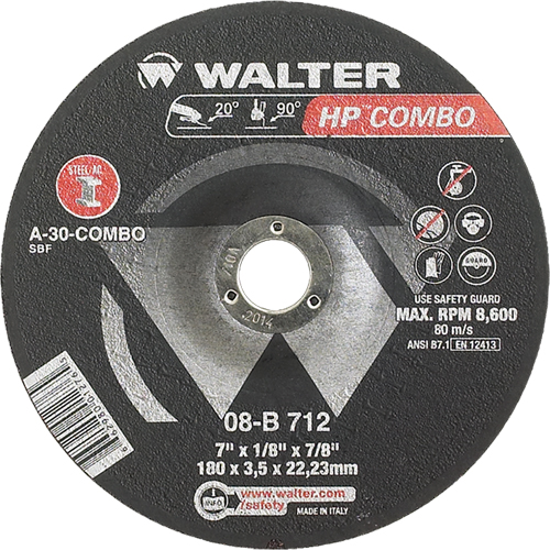 Meule combin&eacute;e HP Combo &agrave; moyeu d&eacute;port&eacute;, 7" x 1/8", Arbre de 7/8", Type 27 Nuna Depot Inc.