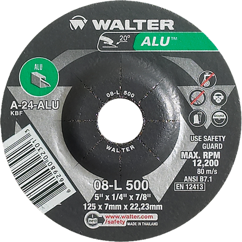 Meules en aluminium &agrave; moyeu d&eacute;port&eacute;, 5" x 1/4", Arbre 7/8", Type 27 Nuna Depot Inc.