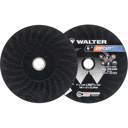 Zipcut Reinforced Cut-Off Wheel, 7" x 1/16", 7/8" Arbor, Type 1, Aluminum Oxide, 8600 RPM Nuna Depot Inc.