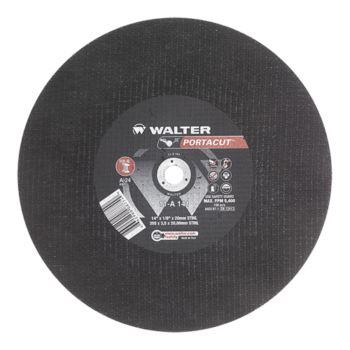 Meule &agrave; tronçonner rapide en acier inoxydable Portacut, 14" x 1/8", Arbre de 3/4", Type 1, Oxyde d'aluminium, 5400 Tr/min Nuna Depot Inc.
