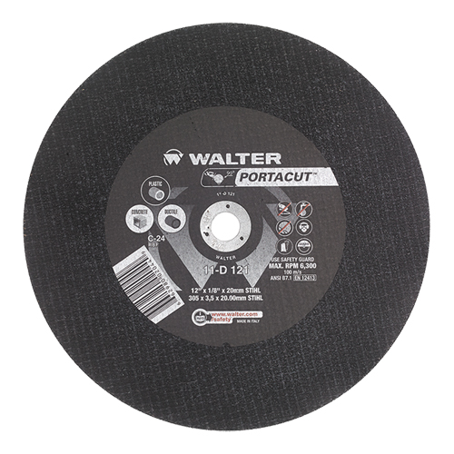 Meule &agrave; tronçonner rapide en acier inoxydable Portacut, 12" x 1/8", Arbre de 3/4", Type 1, Carbure de silicium, 6300 Tr/min Nuna Depot Inc.