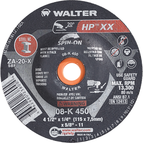 Double-X Depressed Centre Grinding Wheel, 4-1/2" x 1/4", 5/8"-11 Arbor, Type 27S Nuna Depot Inc.
