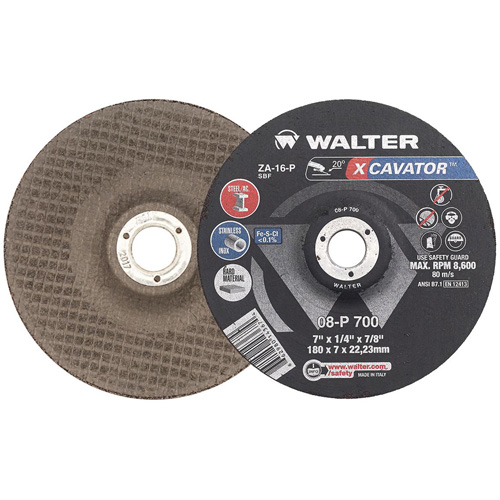 XCAVATOR Grinding Wheel, 7" x 1/4", 7/8" Arbor, Zirconium, Type 27 Nuna Depot Inc.